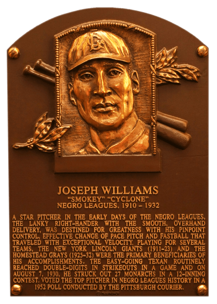 Negro Leaguer Joe Williams was elected to the Hall of Fame in 1999; his autograph is not in the collection