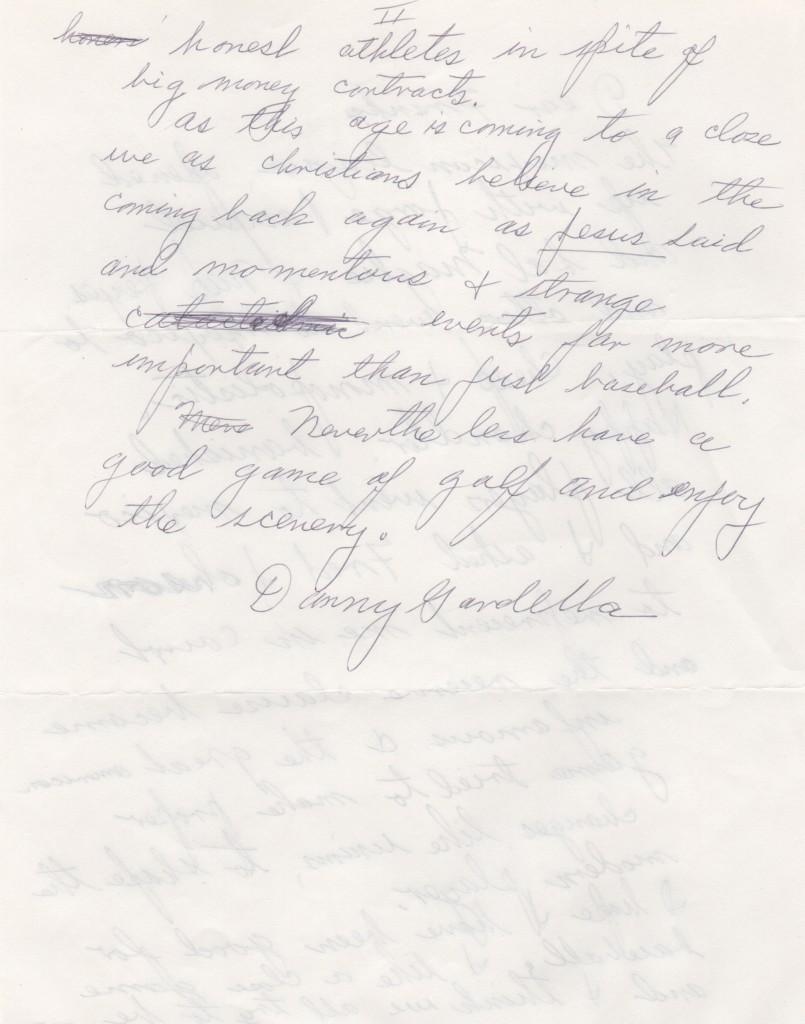 Page two of Gardella's letter about the Mexican League