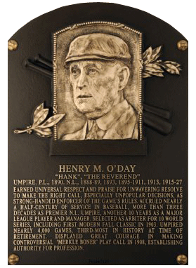 Hank O'Day's HoF plaque