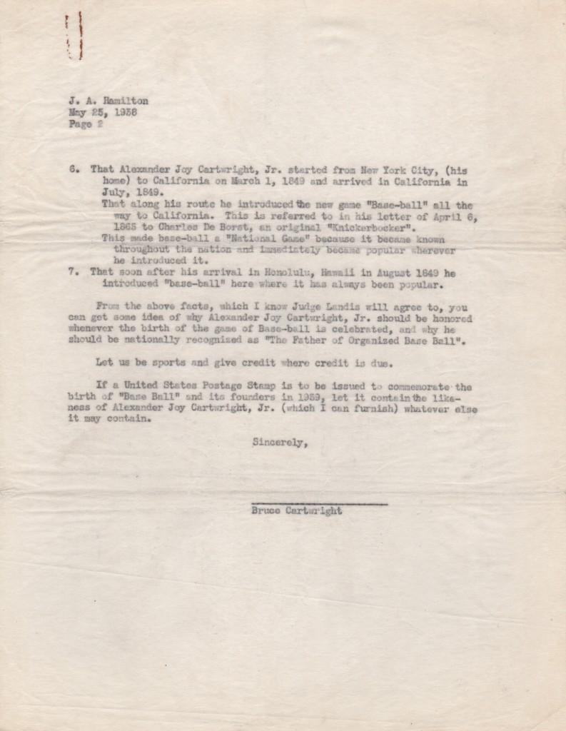 Second page of Cartwright letter to Chamber of Commerce