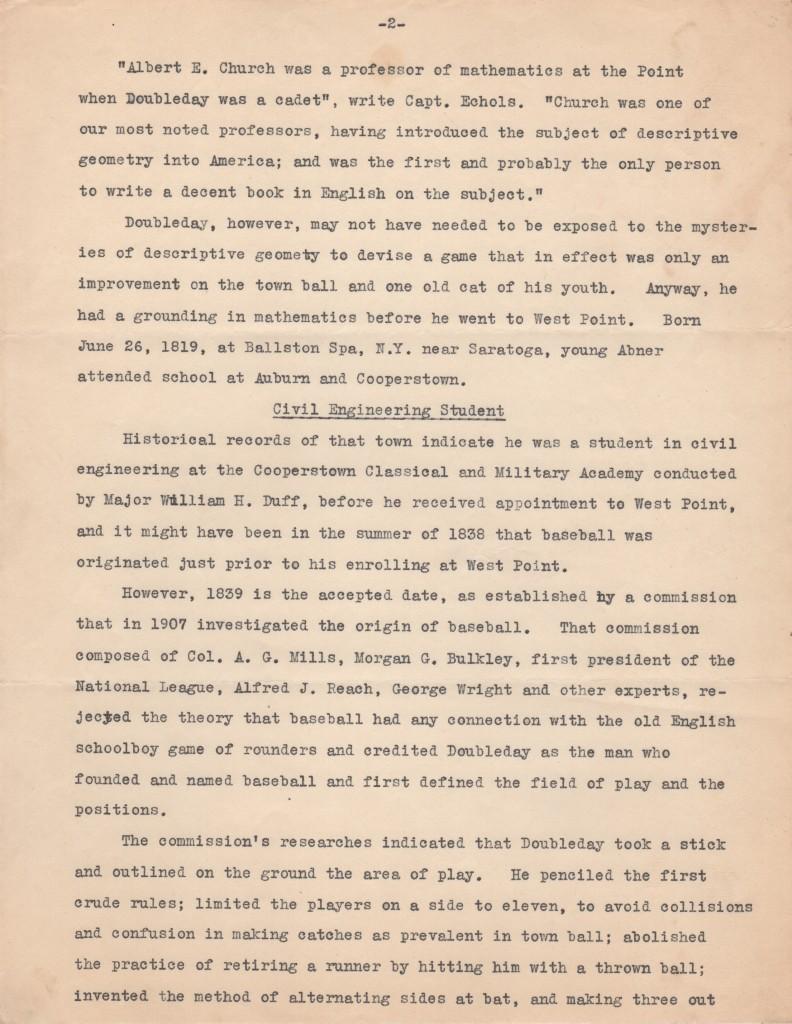 The Mills Commissioner identified Doubleday as the game's originator