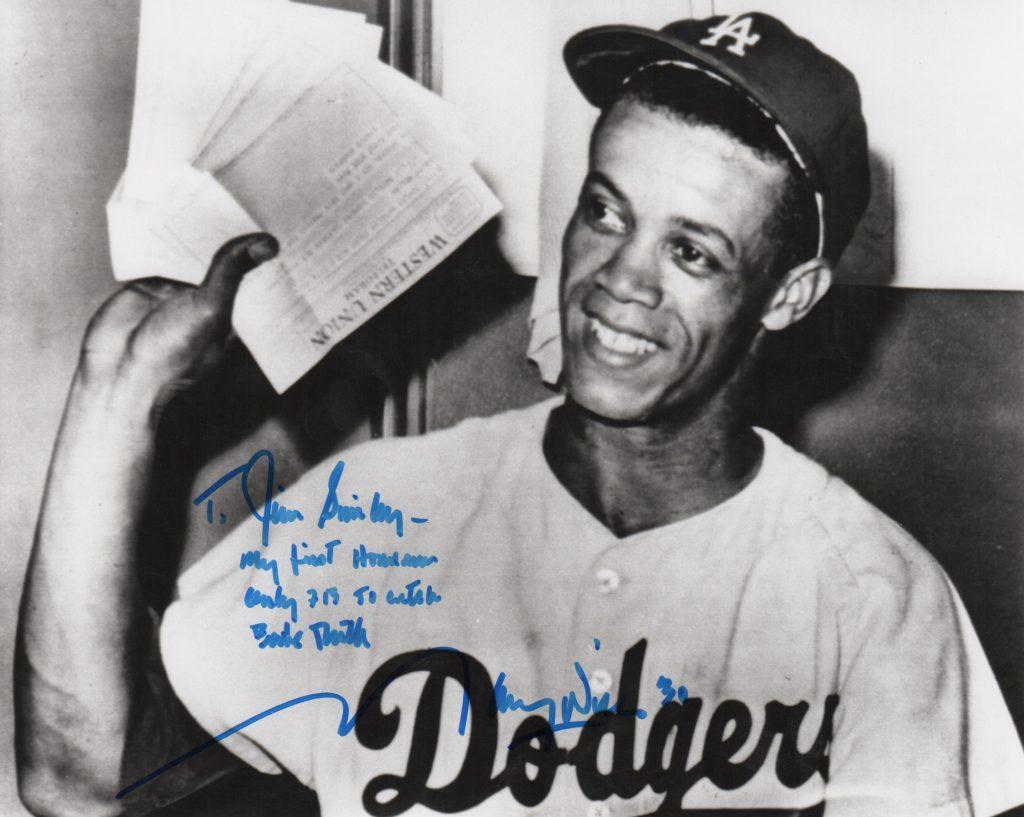 Maury Wills received congratulatory telegrams after his first MLB homer