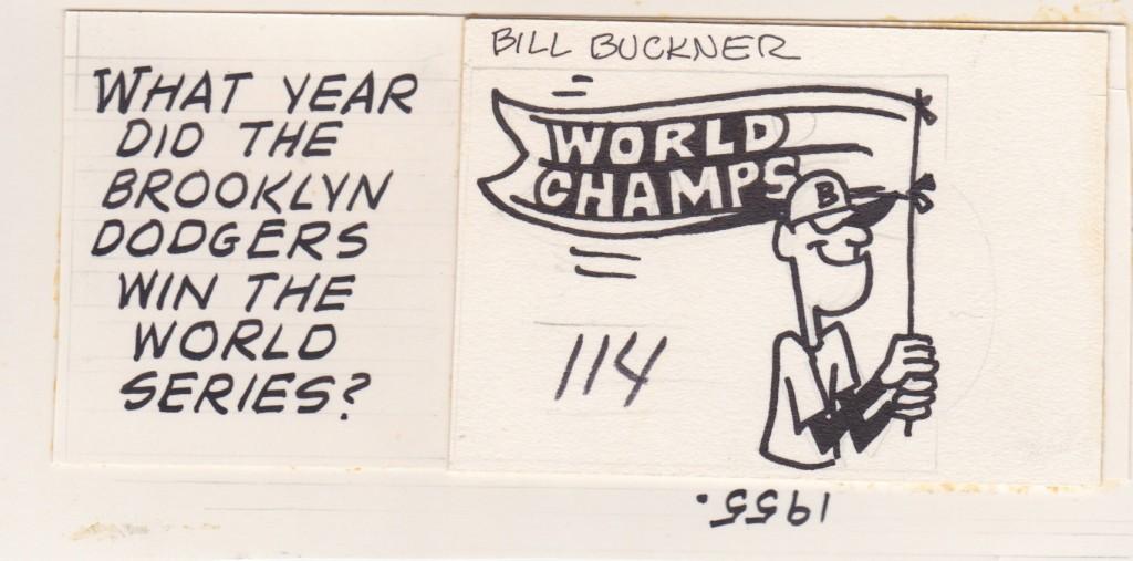 This is the original artwork for the back of Buckner's 1975 Topps baseball card