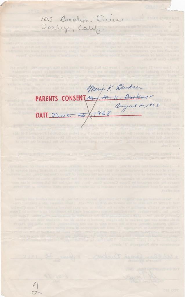 Buckner tried to forge his mom's signature for consent when he signed with Topps