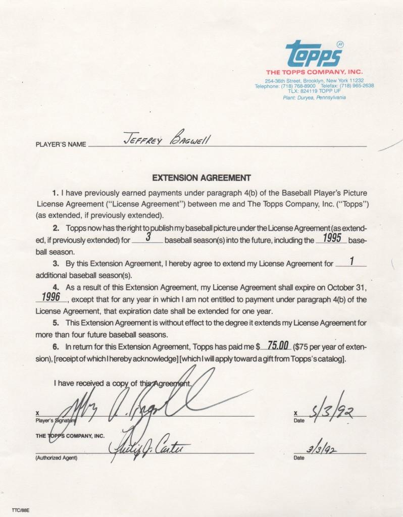 Biggio and Jeff Bagwell teamed to form Houston's Killer B's; here's Bagwell's Topps contract