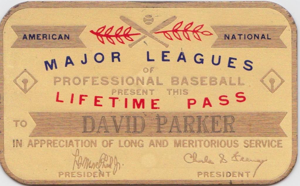 Lifetime pass for Dave Parker