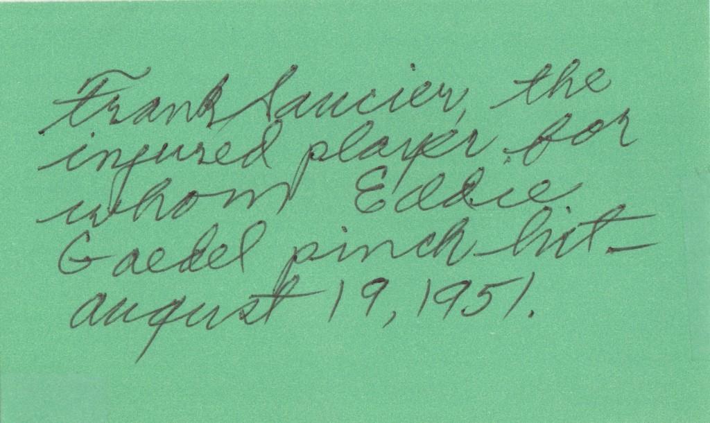 Frank Saucier started in right field and batted lead off before getting lifted in favor of Gaedel