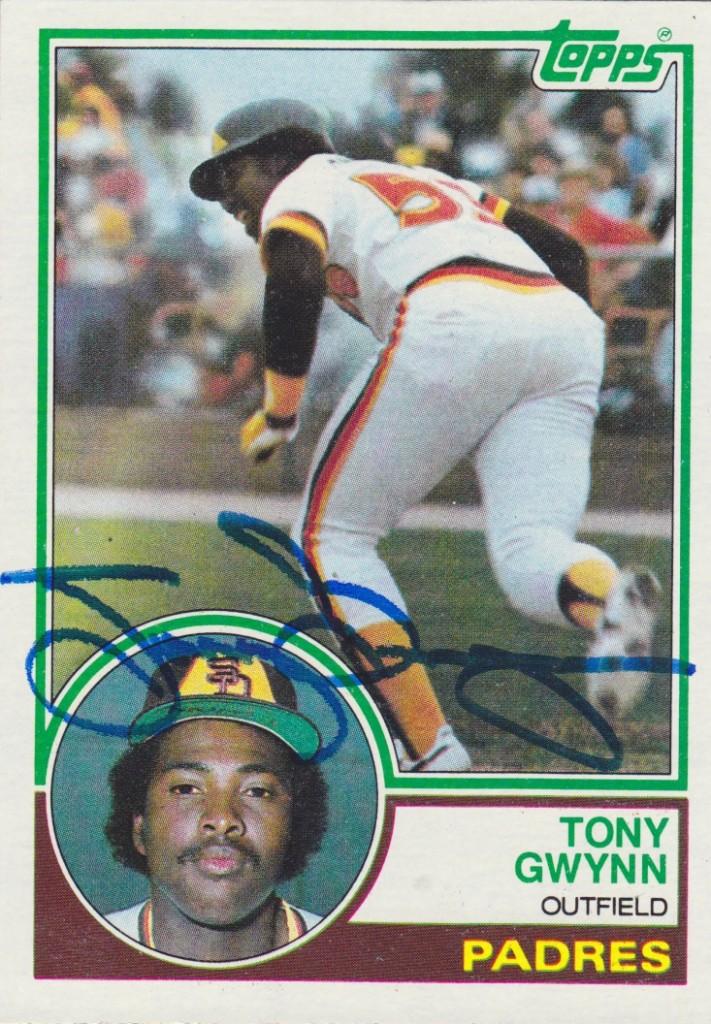 Autographed 1983 Topps rookie card of Tony Gwynn