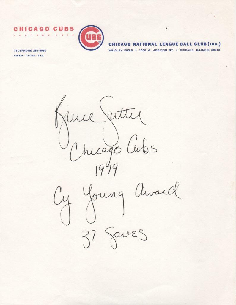 In 1979 Sutter became the third reliever to earn the Cy Young Award