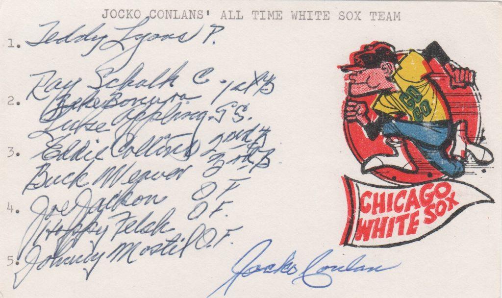 Hall of Fame umpire Jocko Conlan chose Collins for his all-time White Sox team