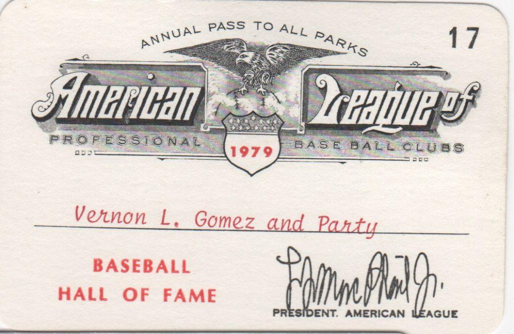 The American League gave Lefty Gomez annual passes 