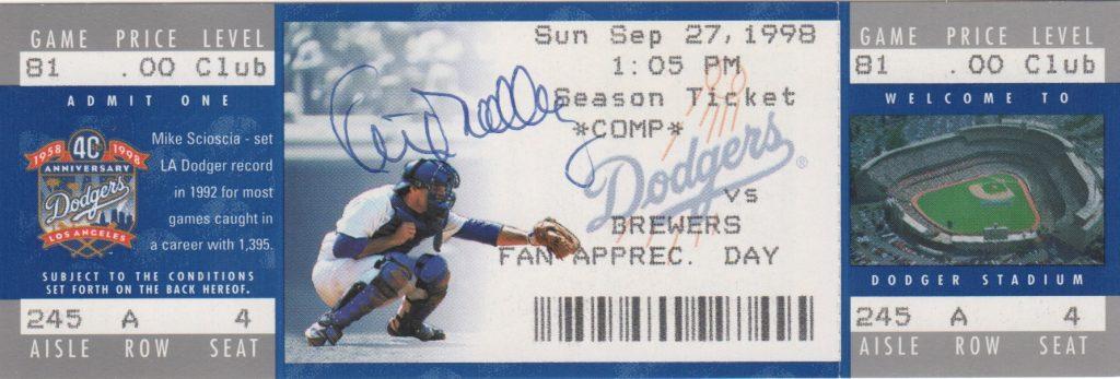 Peter O'Malley signed ticket on last day of O'Malley ownership of the Dodgers