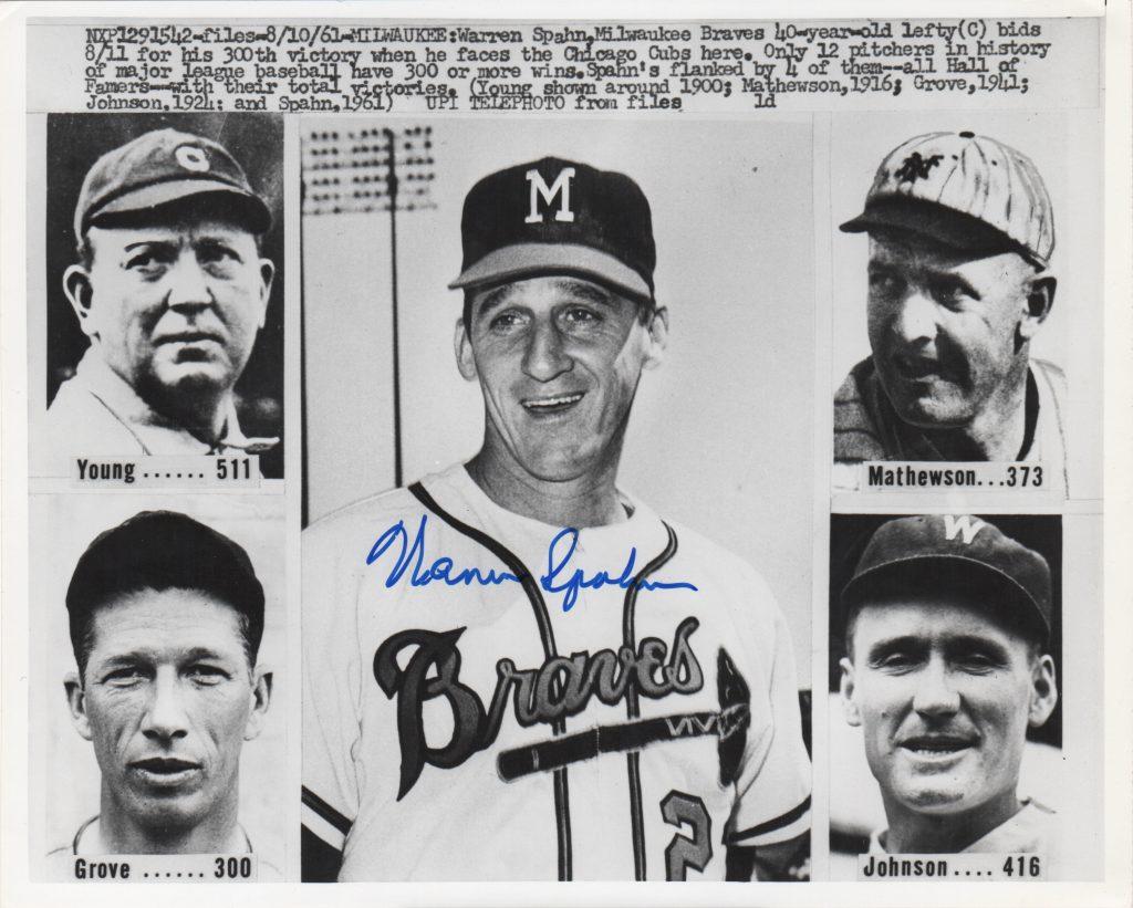 Despite missing three years due to WWII, Spahn joined the 300-win club in 1961