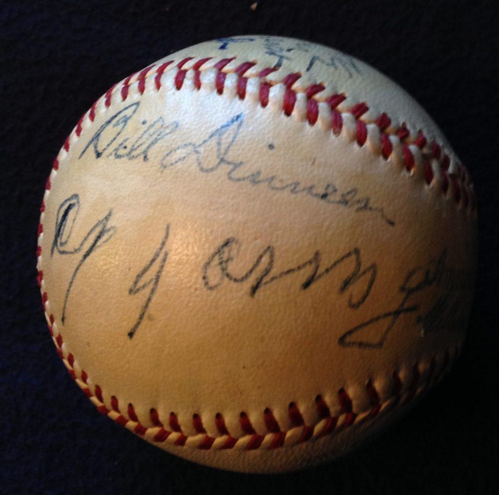 Second autographed panel of the Golden Jubilee ball with Cy Young and Bill Dinneen 