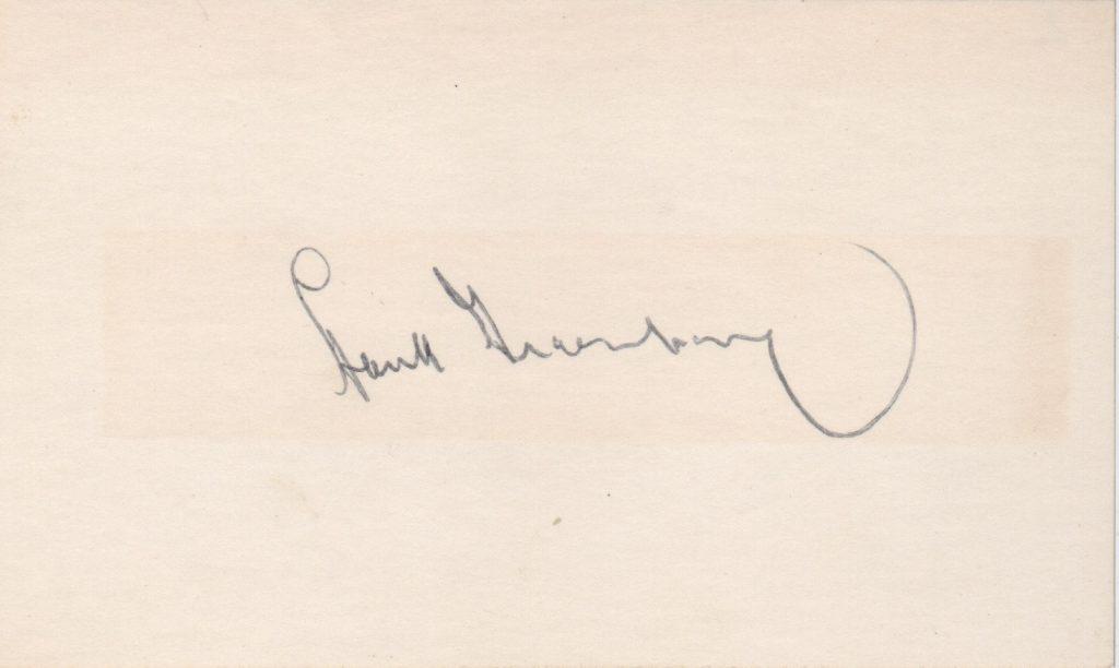 Hank Greenberg signed 3x5 index card