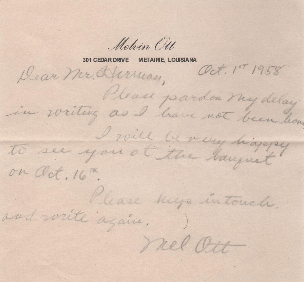 Handwritten letter on his personal letterhead