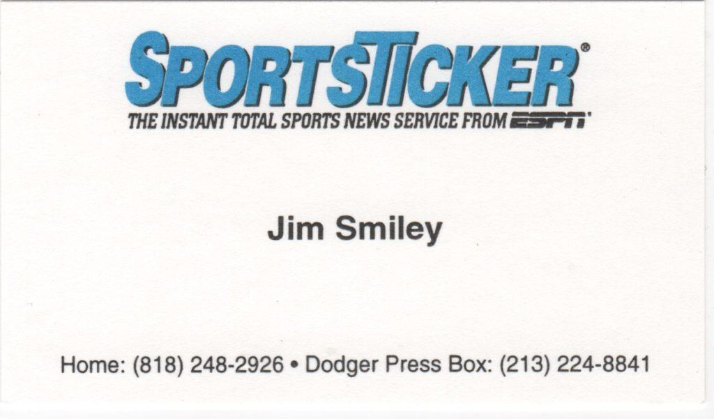 ESPN SportsTicker employed CooperstownExpert's Jim Smiley to cover the Dodgers for 18 years