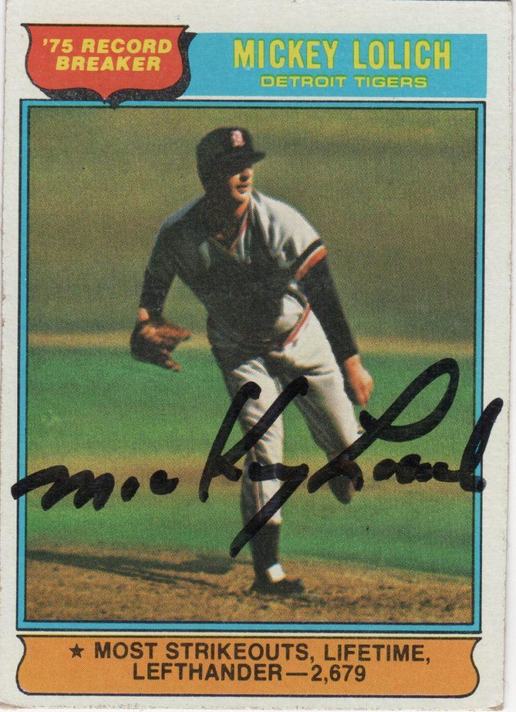 Autographed 1976 Topps Record Breaker Card