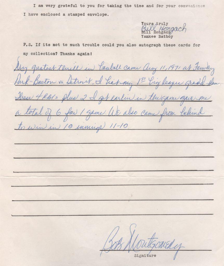 A catcher with the Bosox from1970-79, Montgomery writes about his greatest thrill