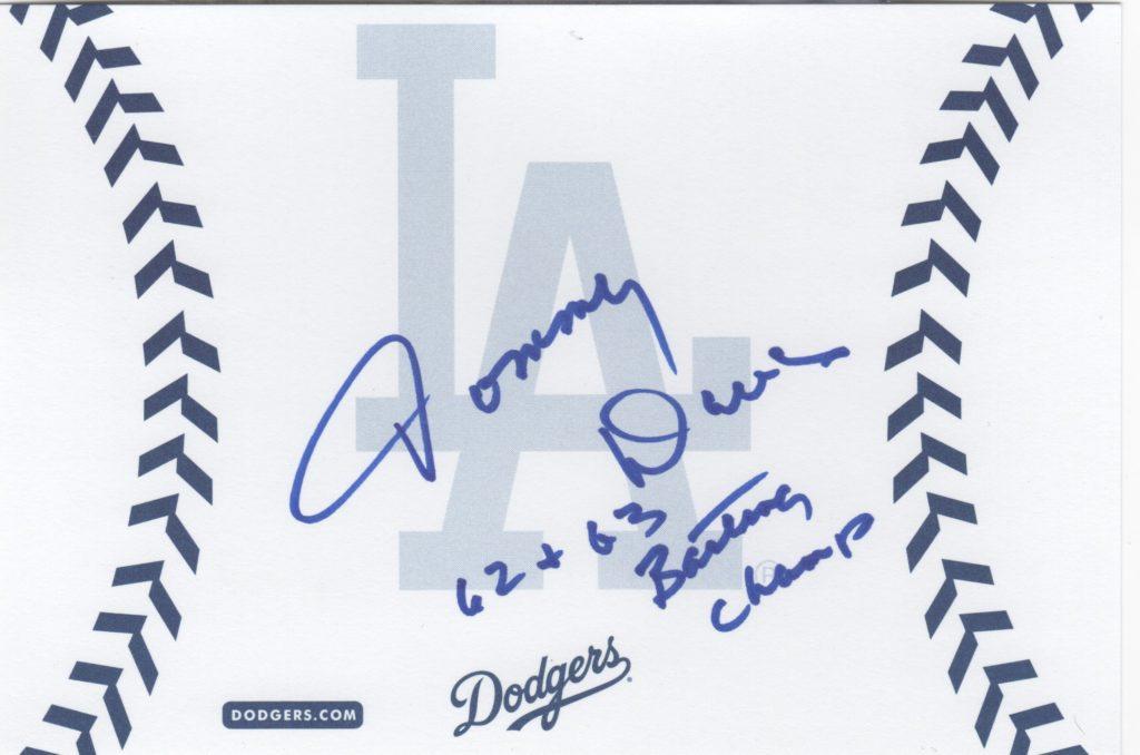 Tommy Davis won back-to-back batting crowns for the Dodgers in '62 and '63