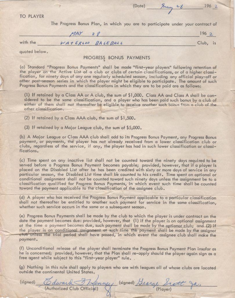 George Scott signed his first professional baseball contract at age 18