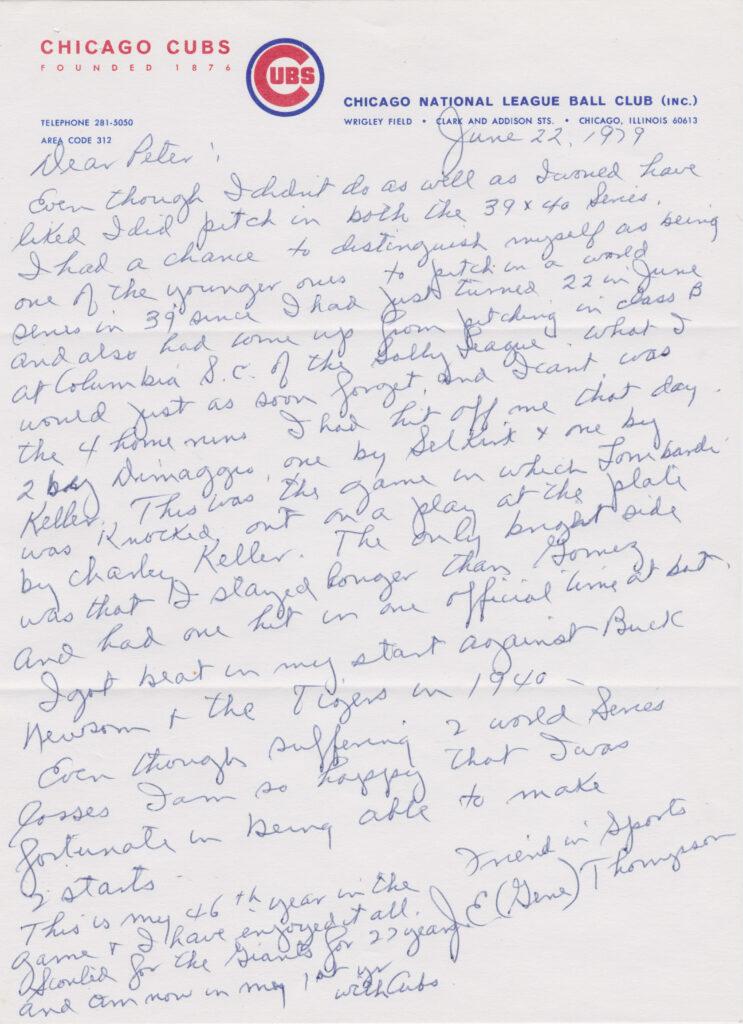 Gene Thompson writes of Joe DiMaggio and the 1939 World Series