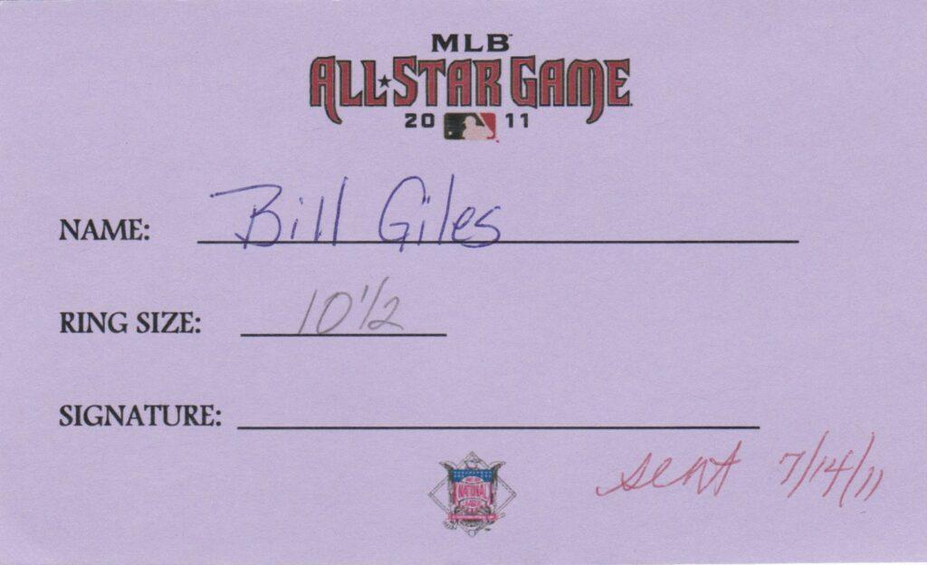 As honorary president of the National League, Bill Giles represents the Senior Circuit in the All Star game and the postseason
