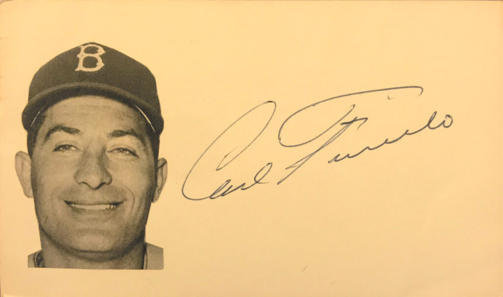 Carl Furillo played on the Dodgers' only championship team in Brooklyn & their first in LA