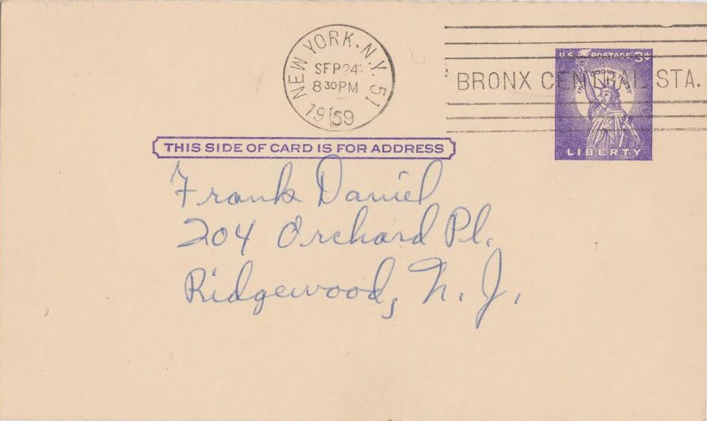Government postcards give great context to the signature by virtue of the postmark