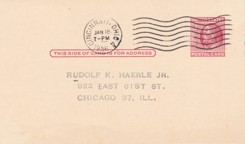 The USPS postmark gives great context to where and when Kluszewski signed this card