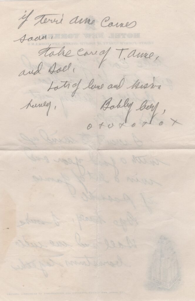 Feller closes out this 1947 letter to his wife Virginia with warm sentiments