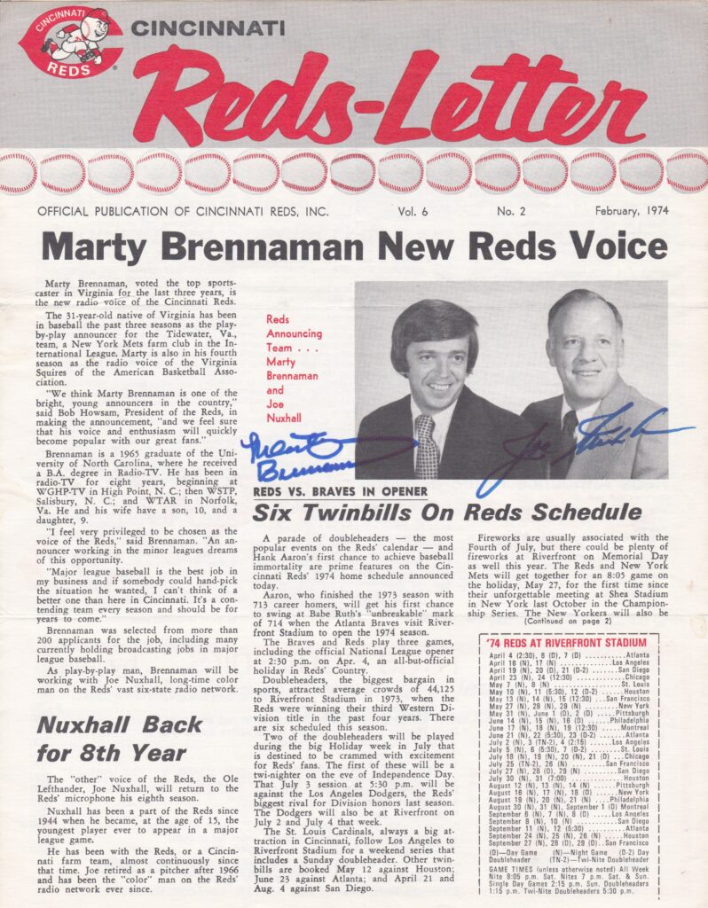 Marty and Joe endeared Reds fans from 1974 until Nuxhall retired in 2004