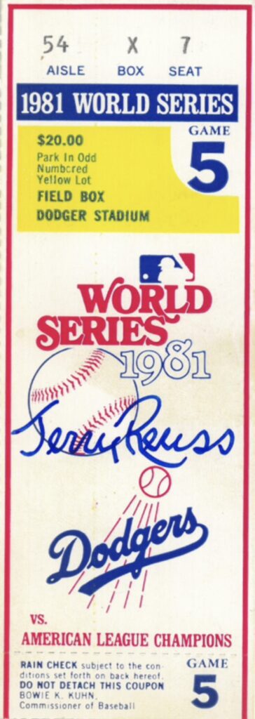 Reuss won Game 5 of the Dodgers 1981 World Series triumph over the Yankees