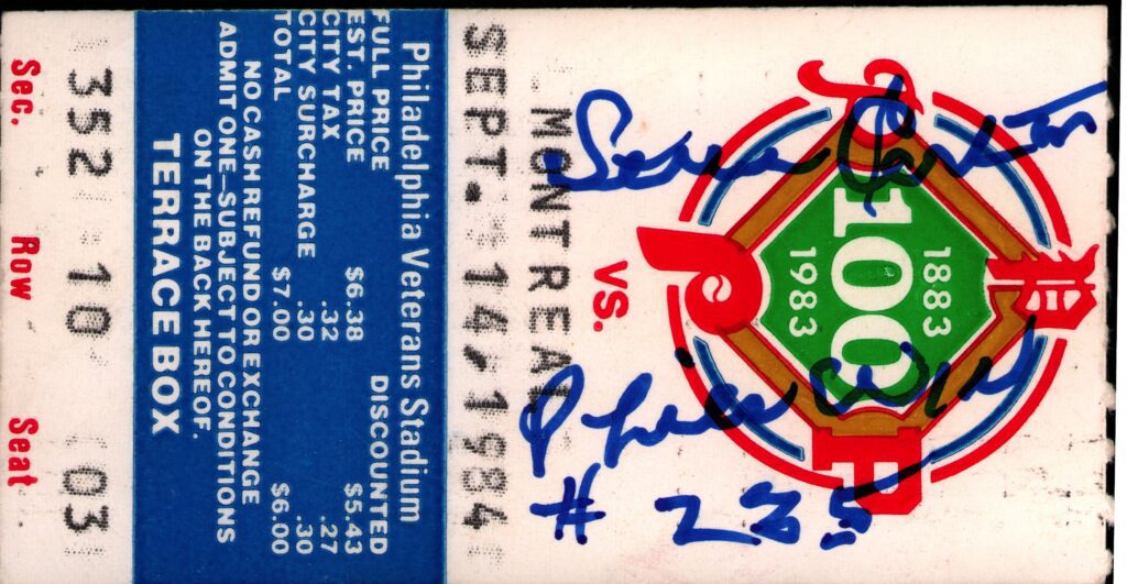 Steve Carlton broke Robin Roberts's franchise record for wins on September 14, 1984